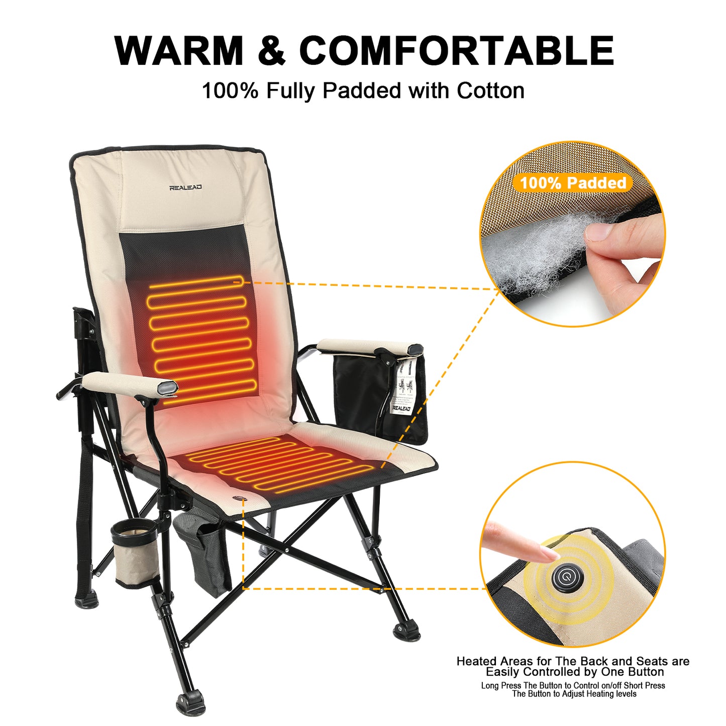 REALEAD Camping Heated Chair-Battery NOT Included