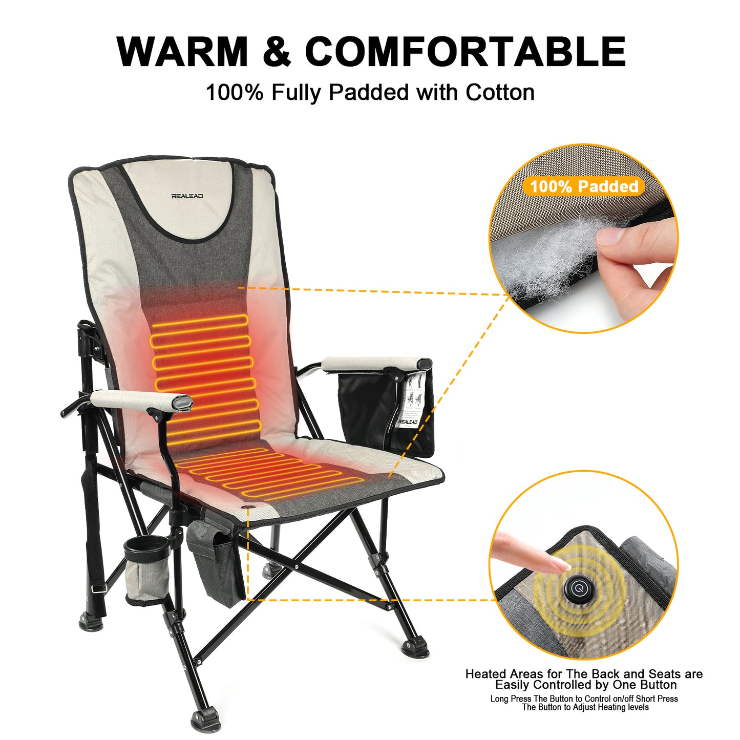 REALEAD Camping Heated Chair-Battery NOT Included