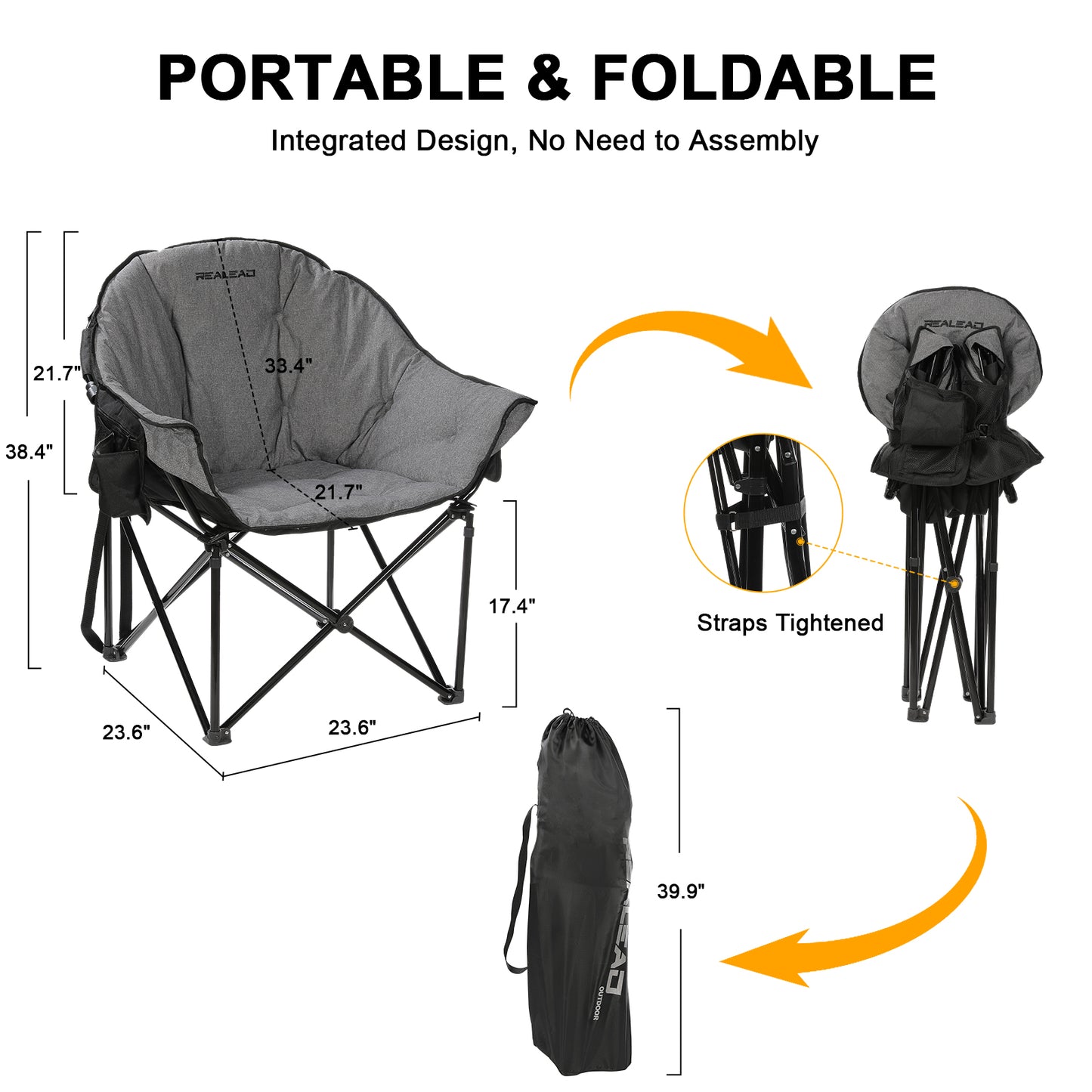 REALEAD Folding Heated Chair-Battery NOT Included